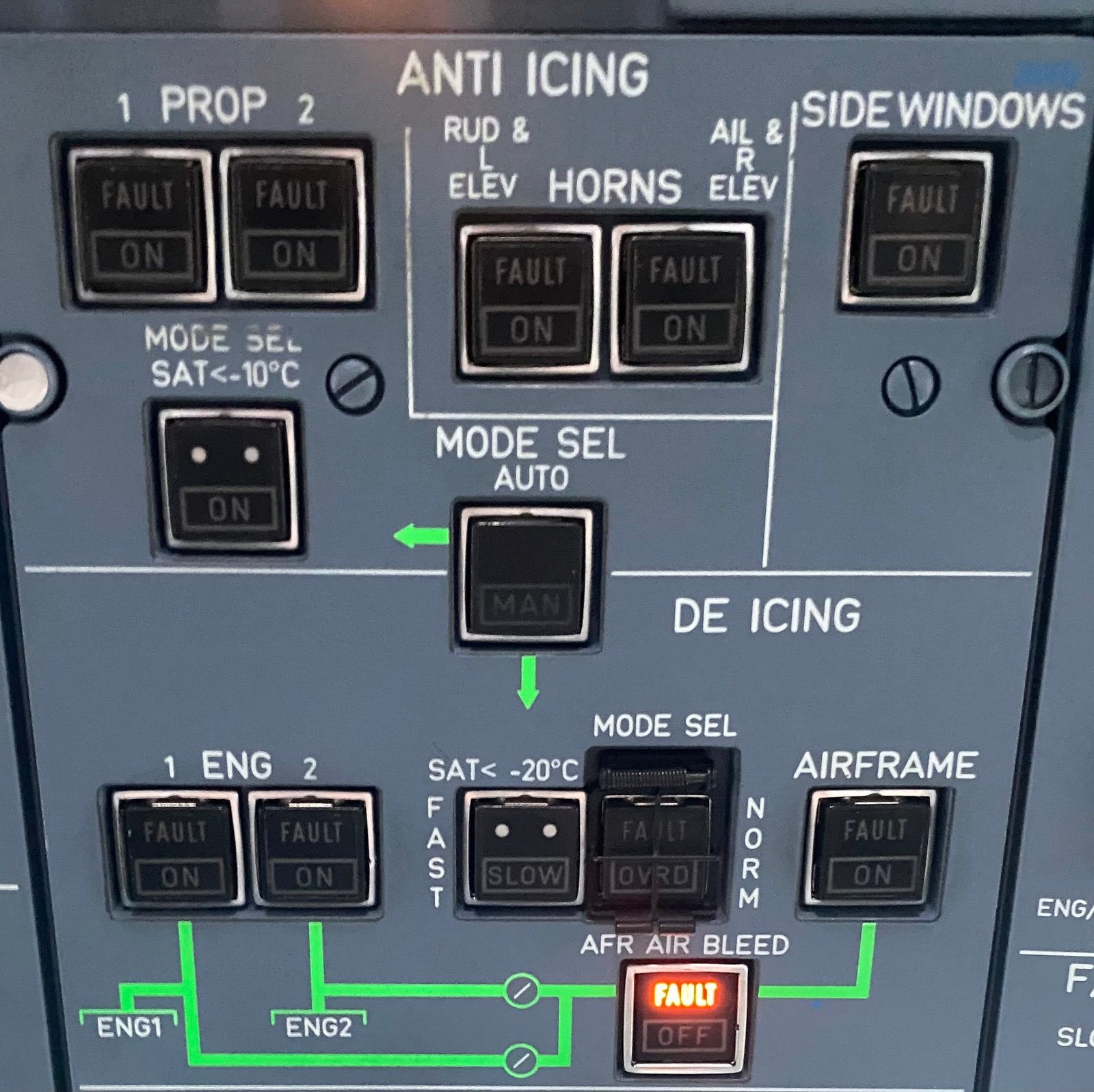 ATR 72 de-icing control panel